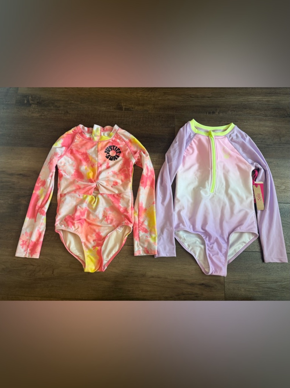 Girls Justice Surf Swim one piece rashguard swimsuits size 10 medium